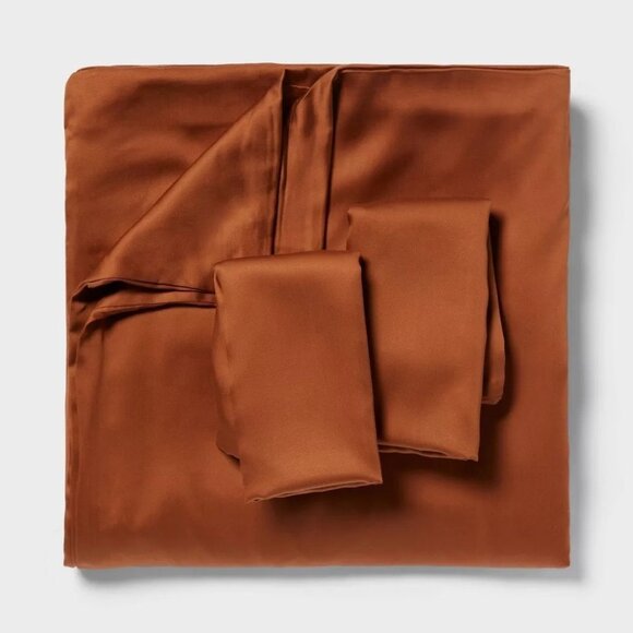 Threshold 100% Lyocell Tencel Copper 3 Piece King Size Duvet Cover & Sham Set - Picture 2 of 8